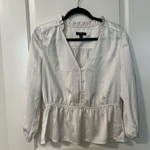 J. Crew Ivory Button-Front Peplum Blouse
